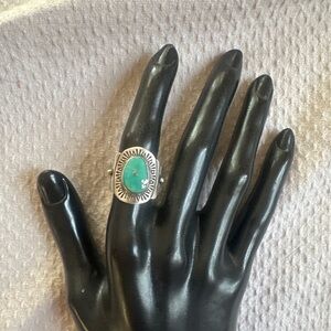 Sterling Silver Turquoise Statement Ring - Green Turquoise